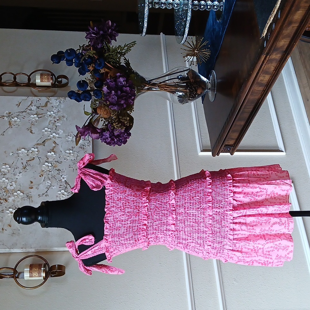 Pink Floral Ruffle Mini Dress. Size XS - Picture 7 of 17